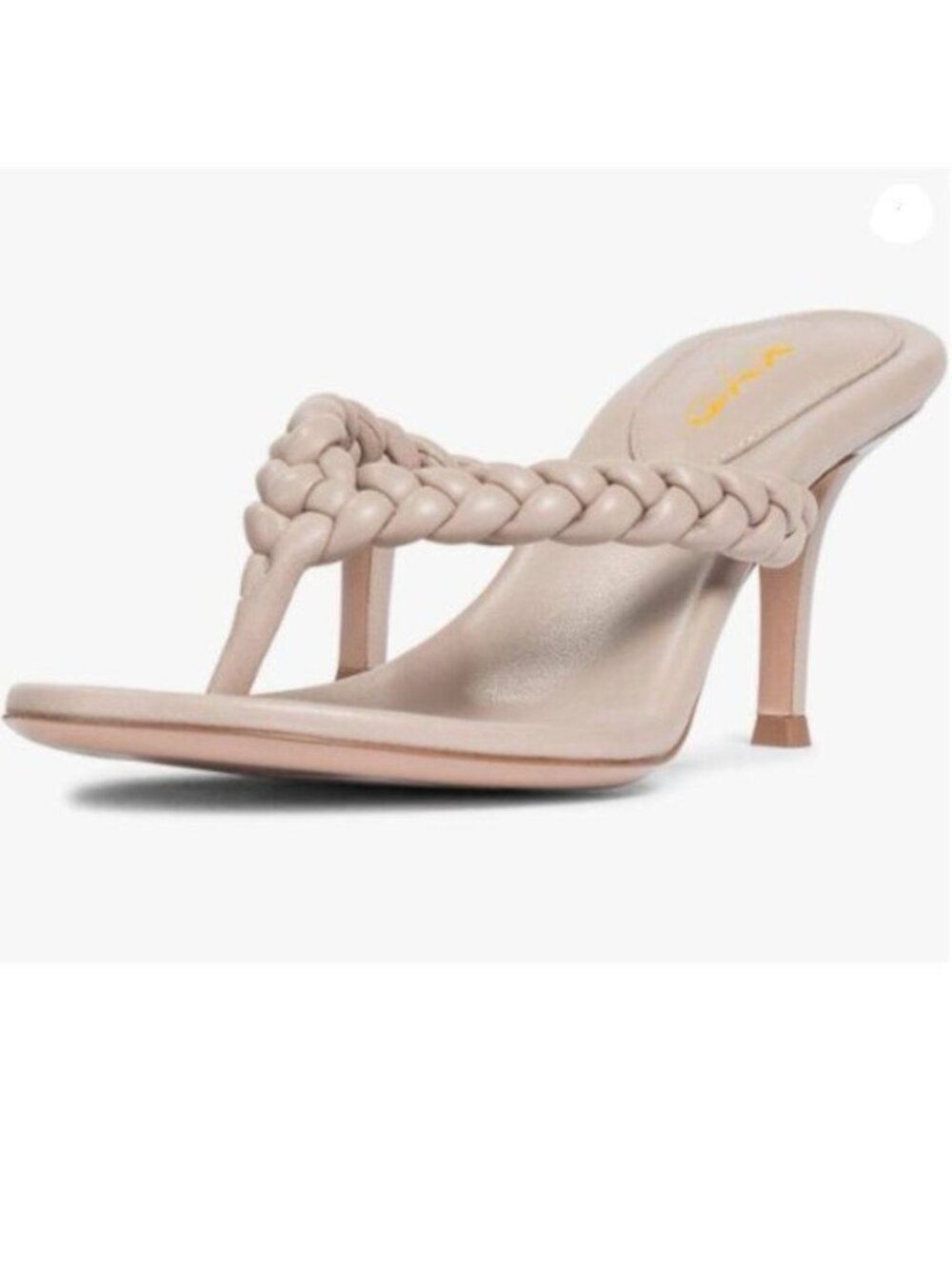 XYD Peachpuff Braided Fashion Thong Mid Heel Sandals Casual Flip Flops Shoes